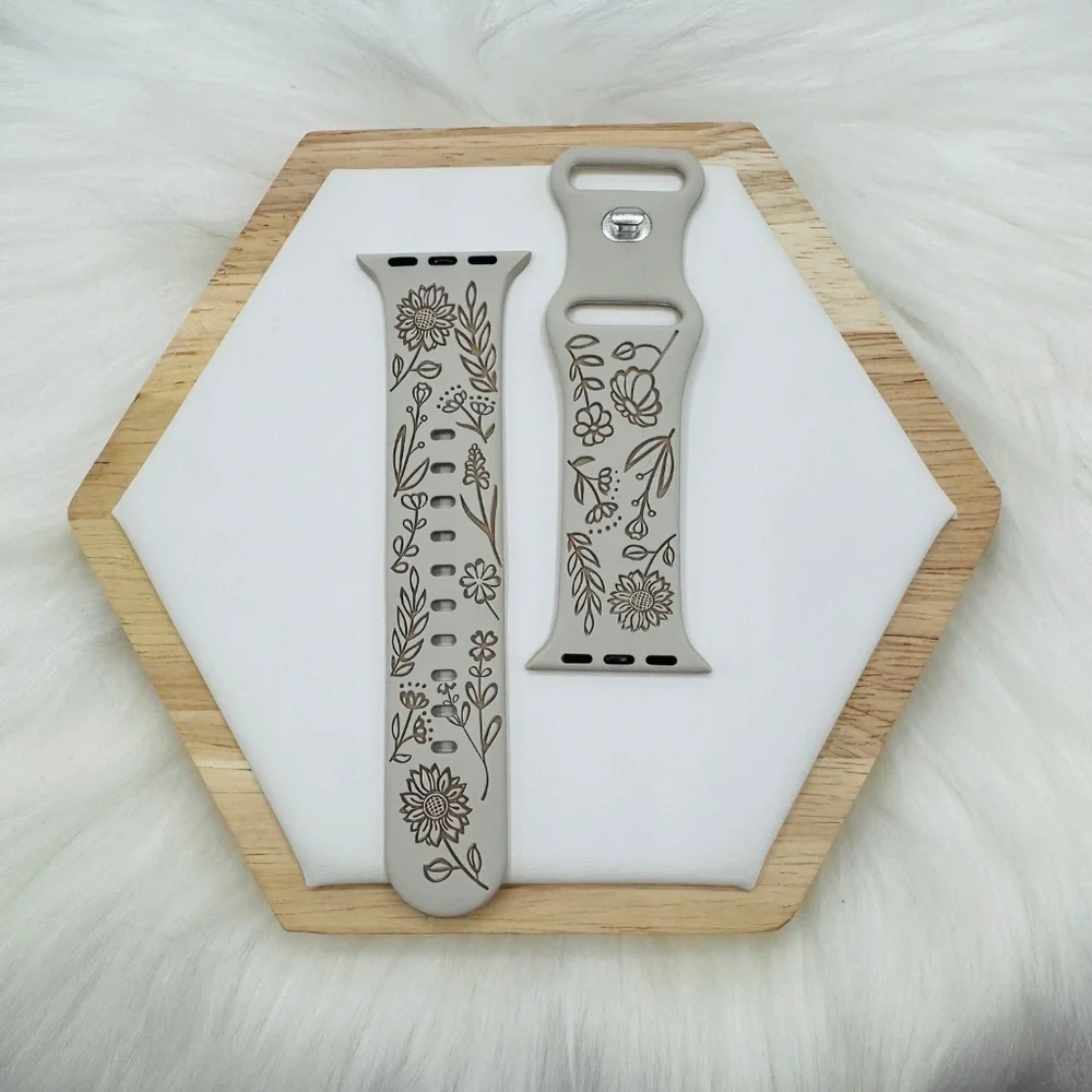 New Floral Design Apple Watch Bands 42mm 44mm 45mm 49mm Beige